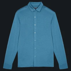 Cheap Vilebrequin Jersey Tencel Men Shirt Calanque/Blue