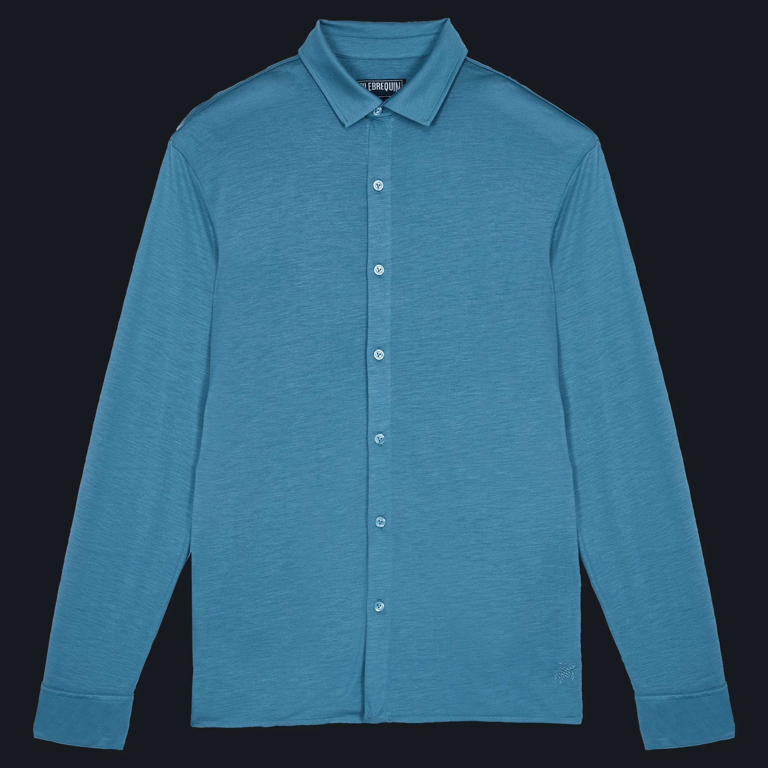 Cheap Vilebrequin Jersey Tencel Men Shirt Calanque/Blue