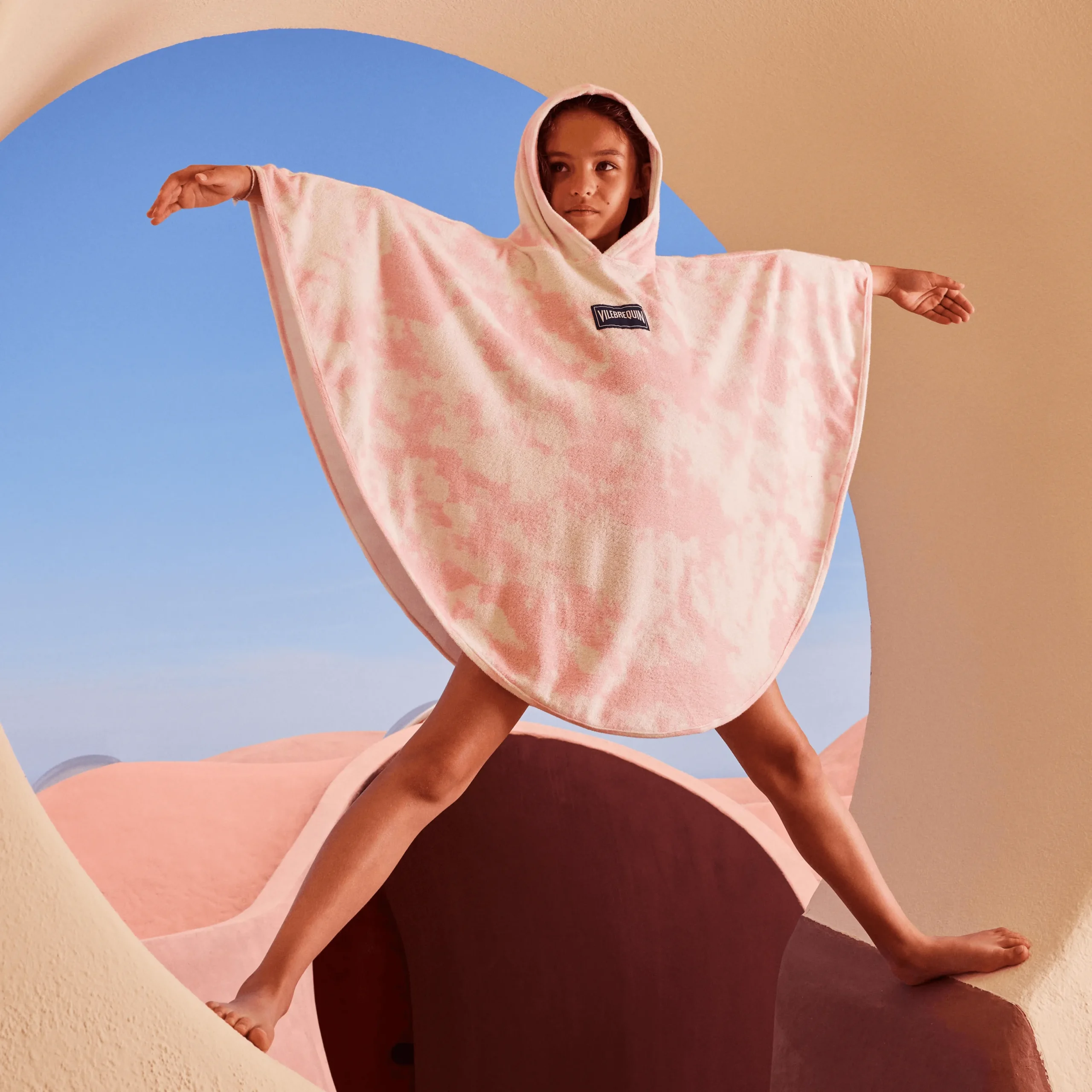 Online Vilebrequin Kids Terry Poncho Tie & Dye Starfruit/Pink
