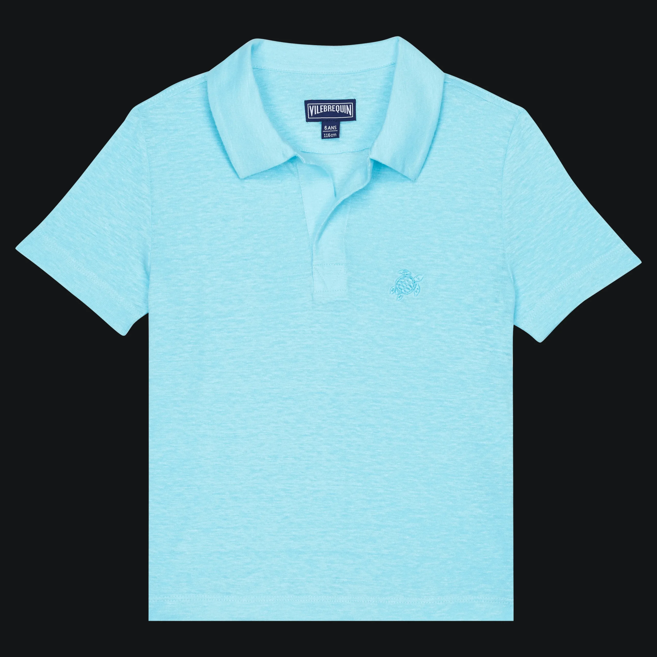 Outlet Vilebrequin Linen Boys Polo Shirt Solid Lazulii Blue/Blue
