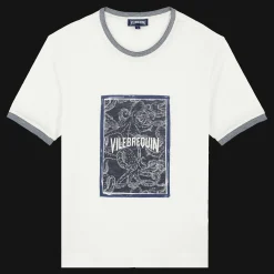 Outlet Vilebrequin Linen Men T-Shirt Poulpes Bicolores Off White/White