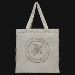 Best Sale Vilebrequin Linen Turtle Unisex Tote Bag Mineral Dye Eucalyptus/Green
