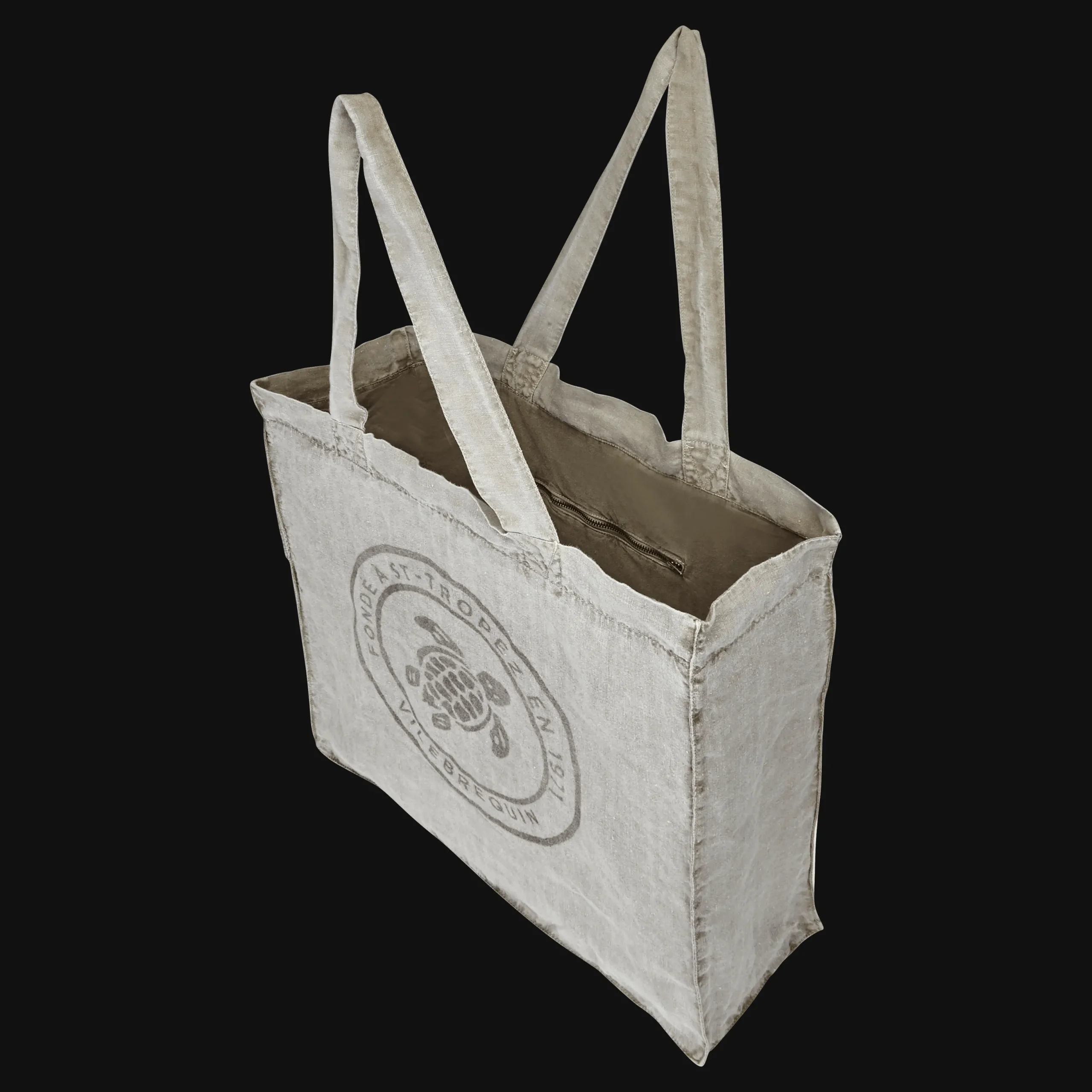 Best Sale Vilebrequin Linen Turtle Unisex Tote Bag Mineral Dye Eucalyptus/Green