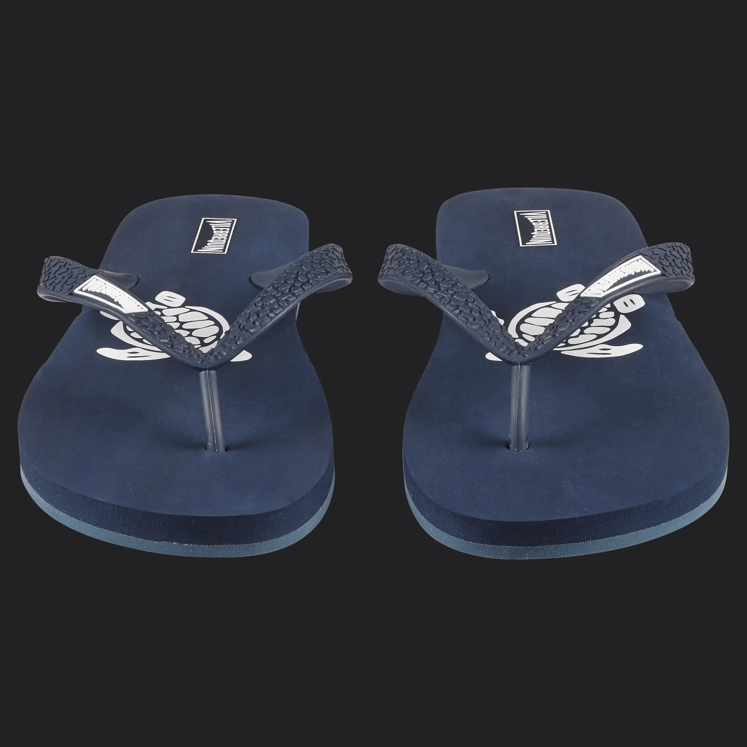New Vilebrequin Men Beach Flip Flops Turtle Navy 2/Blue