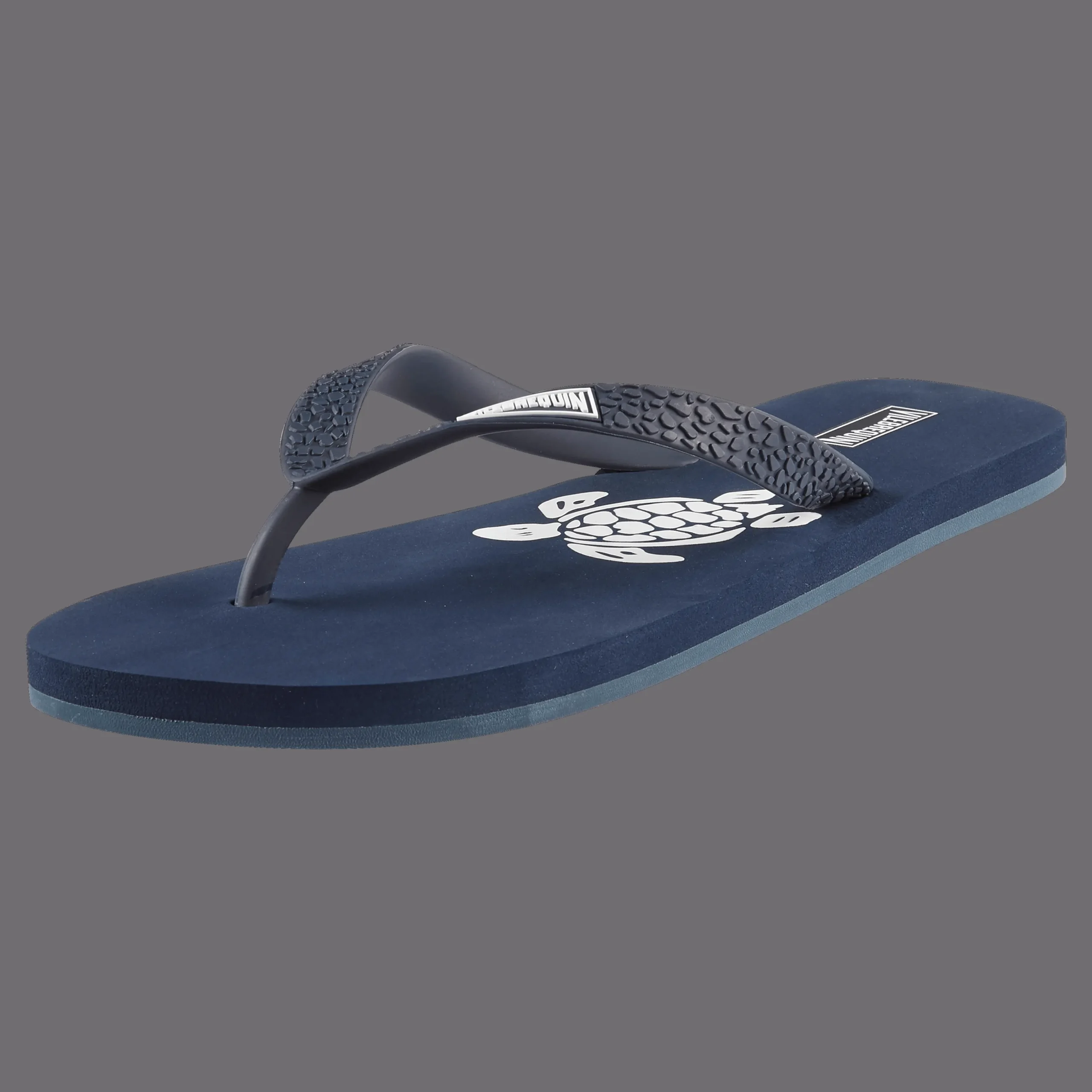 New Vilebrequin Men Beach Flip Flops Turtle Navy 2/Blue