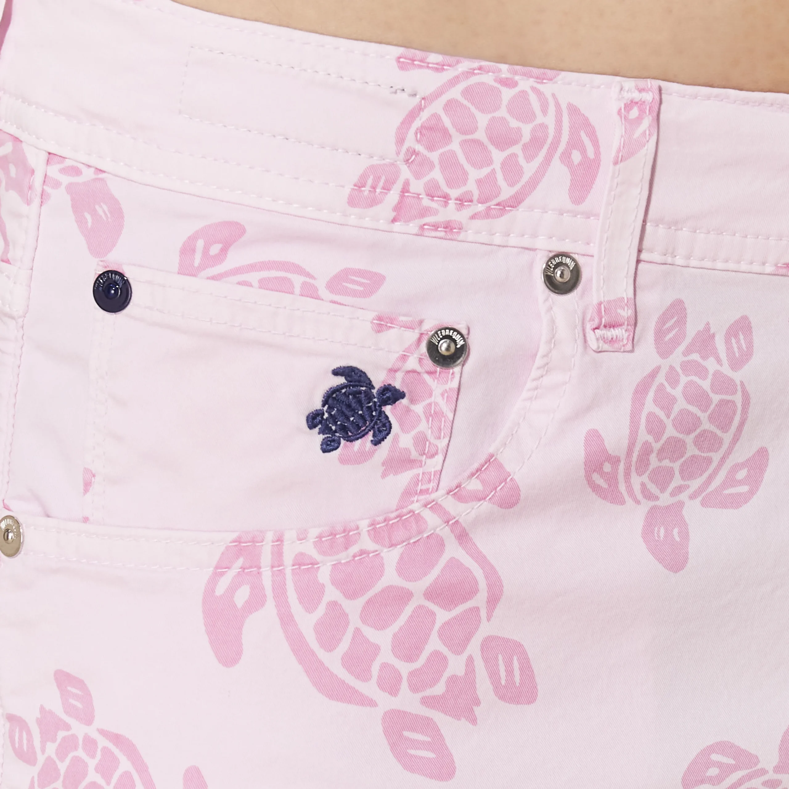 Cheap Vilebrequin Men Bermuda Trunks Ronde Des Tortues Tea Pink/Pink