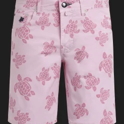 Cheap Vilebrequin Men Bermuda Trunks Ronde Des Tortues Tea Pink/Pink