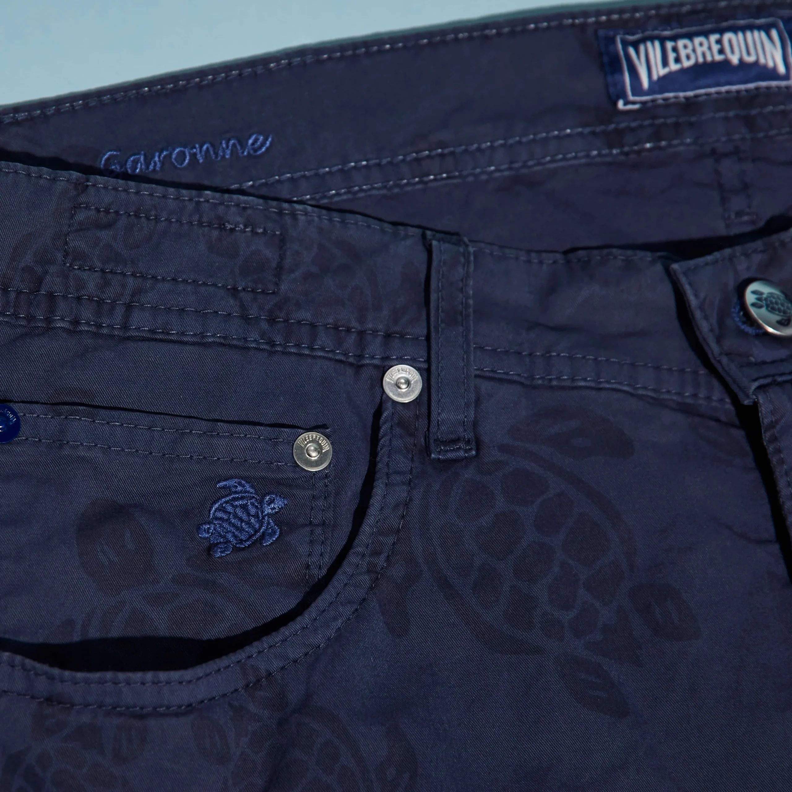 Outlet Vilebrequin Men Bermuda Trunks Ronde Des Tortues Navy/Blue