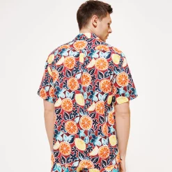 Store Vilebrequin Men Bowling Linen Shirt Presse Citron Burgundy/Red