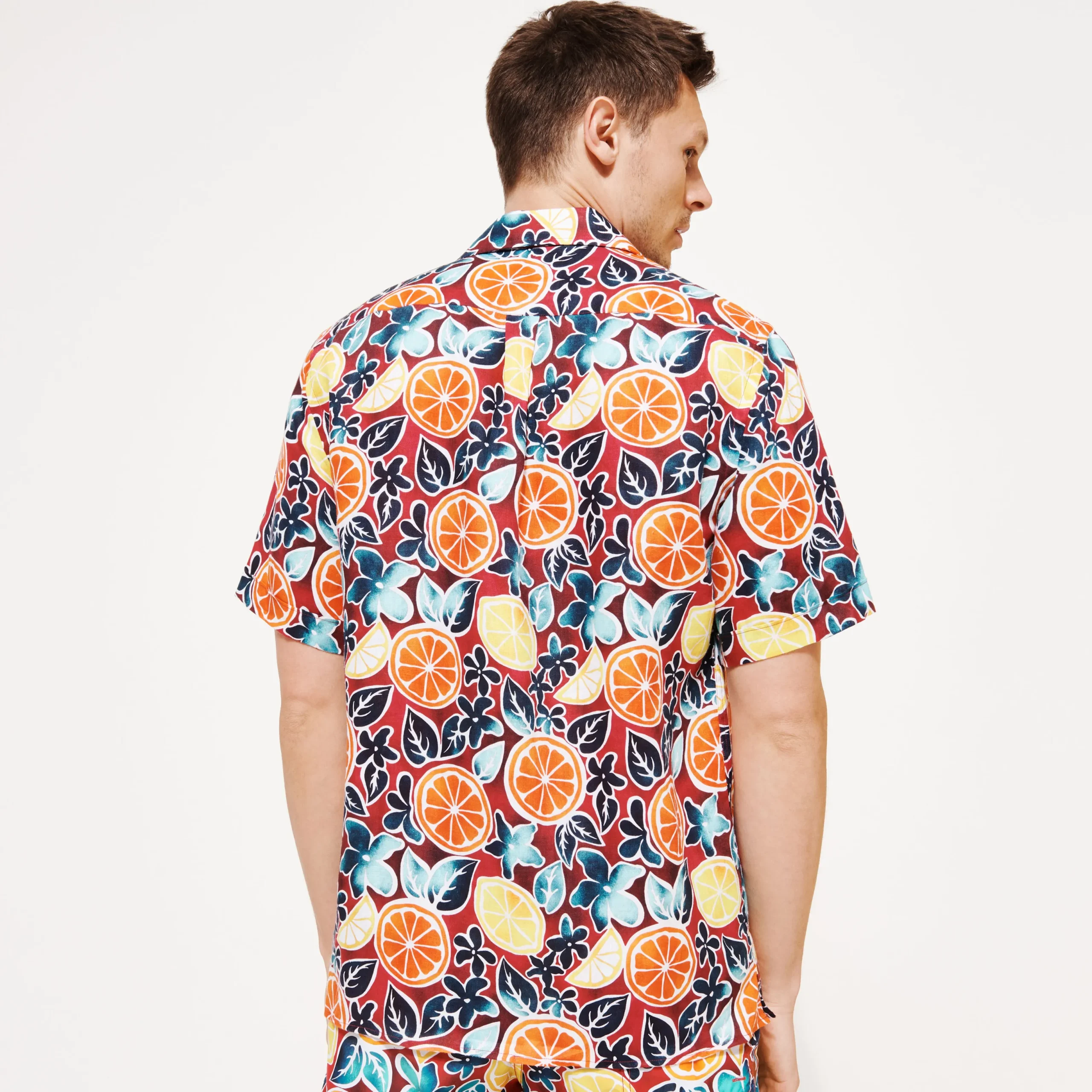 Store Vilebrequin Men Bowling Linen Shirt Presse Citron Burgundy/Red