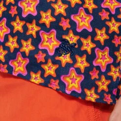 Fashion Vilebrequin Men Bowling Linen Shirt Stars Gift Navy/Blue