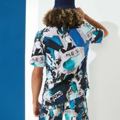Best Sale Vilebrequin Men Bowling Shirt Linen Californian Pool Dogtown - X Highsnobiety Blue Note/Blue
