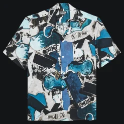 Best Sale Vilebrequin Men Bowling Shirt Linen Californian Pool Dogtown - X Highsnobiety Blue Note/Blue
