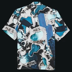 Best Sale Vilebrequin Men Bowling Shirt Linen Californian Pool Dogtown - X Highsnobiety Blue Note/Blue