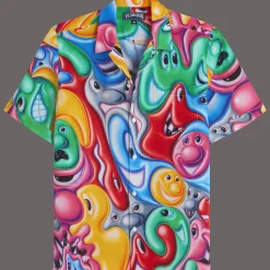 Flash Sale Vilebrequin Men Bowling Shirt Linen Faces In Places - X Kenny Scharf Multicolor/Multi