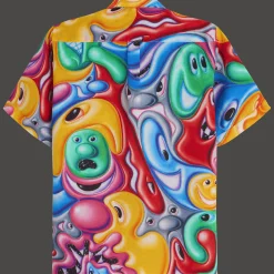 Flash Sale Vilebrequin Men Bowling Shirt Linen Faces In Places - X Kenny Scharf Multicolor/Multi