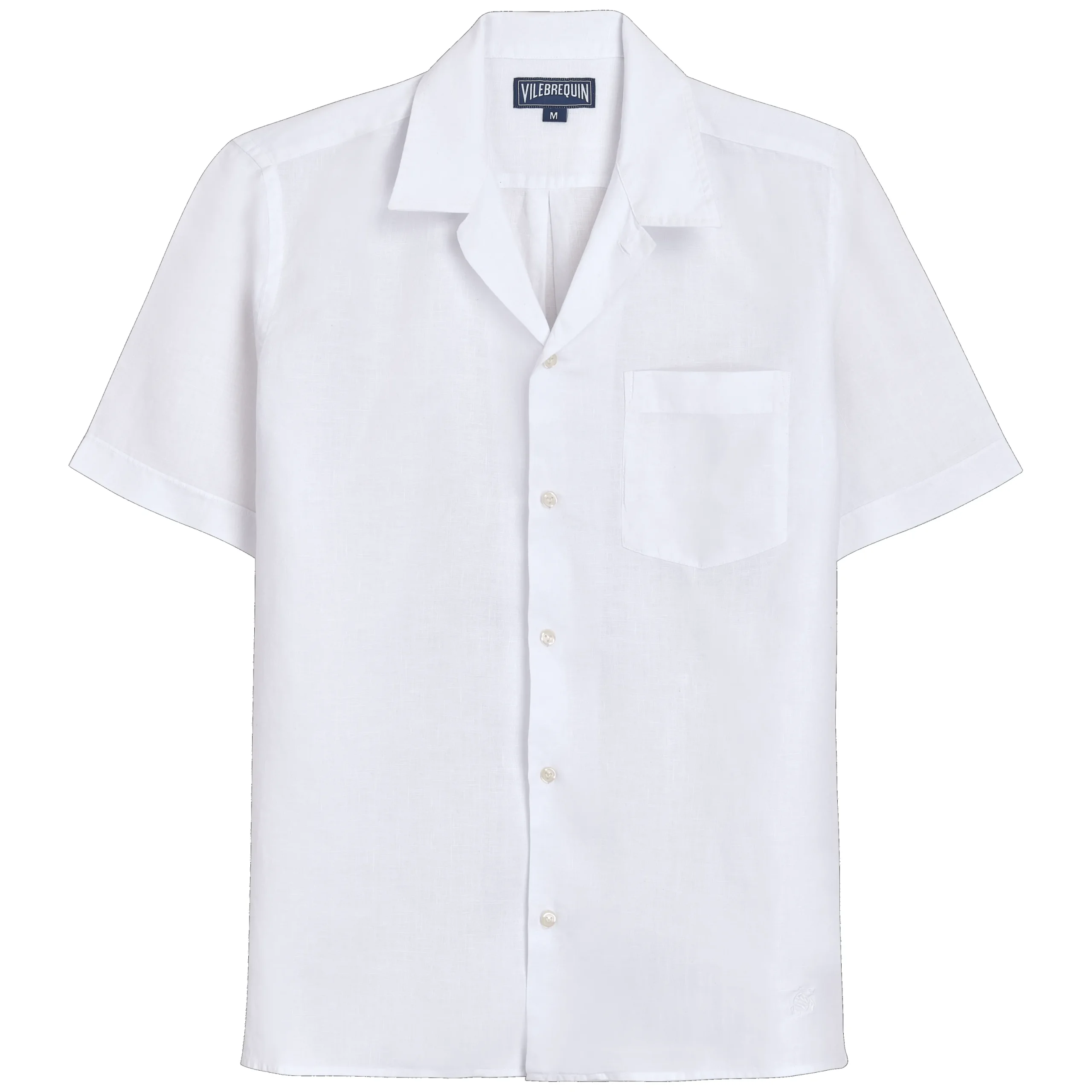 Hot Vilebrequin Men Bowling Shirt Linen Solid White/White
