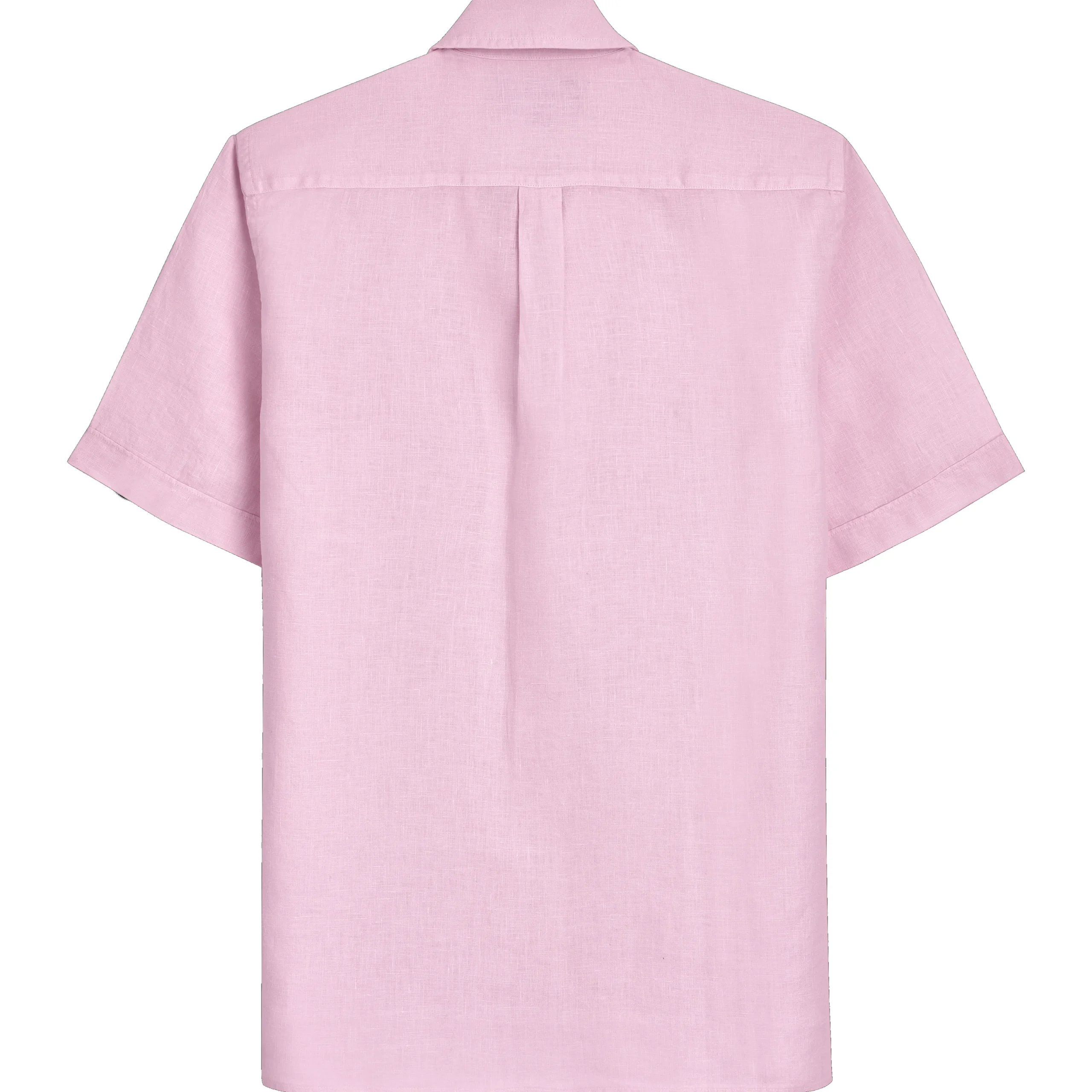 Hot Vilebrequin Men Bowling Shirt Linen Solid Ballet Shoe/Pink