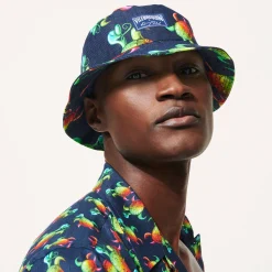 Best Vilebrequin Men Bucket Hat Tortues Rainbow Multicolor - X Kenny Scharf Navy/Blue
