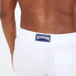 Fashion Vilebrequin Men Cargo Linen Bermuda Shorts Solid White/White