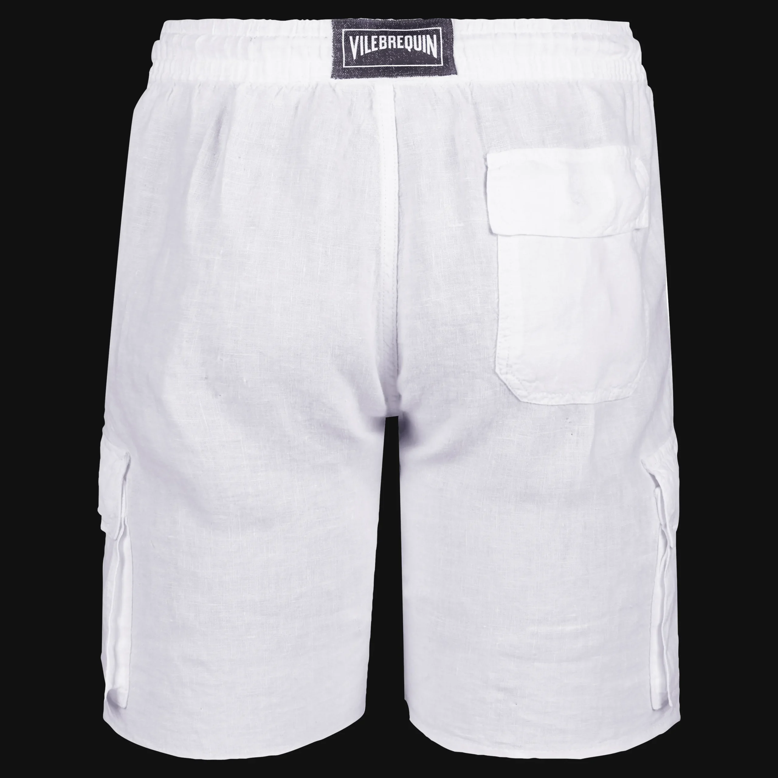 Fashion Vilebrequin Men Cargo Linen Bermuda Shorts Solid White/White