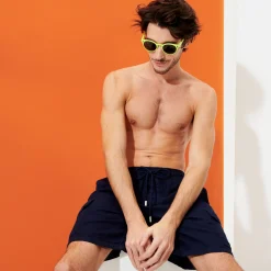 Store Vilebrequin Men Cargo Linen Bermuda Shorts Solid Navy/Blue