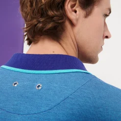 Best Sale Vilebrequin Men Changing Cotton Pique Polo Shirt Solid Azure/Blue