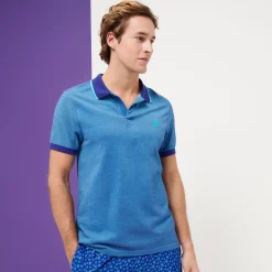 Best Sale Vilebrequin Men Changing Cotton Pique Polo Shirt Solid Azure/Blue