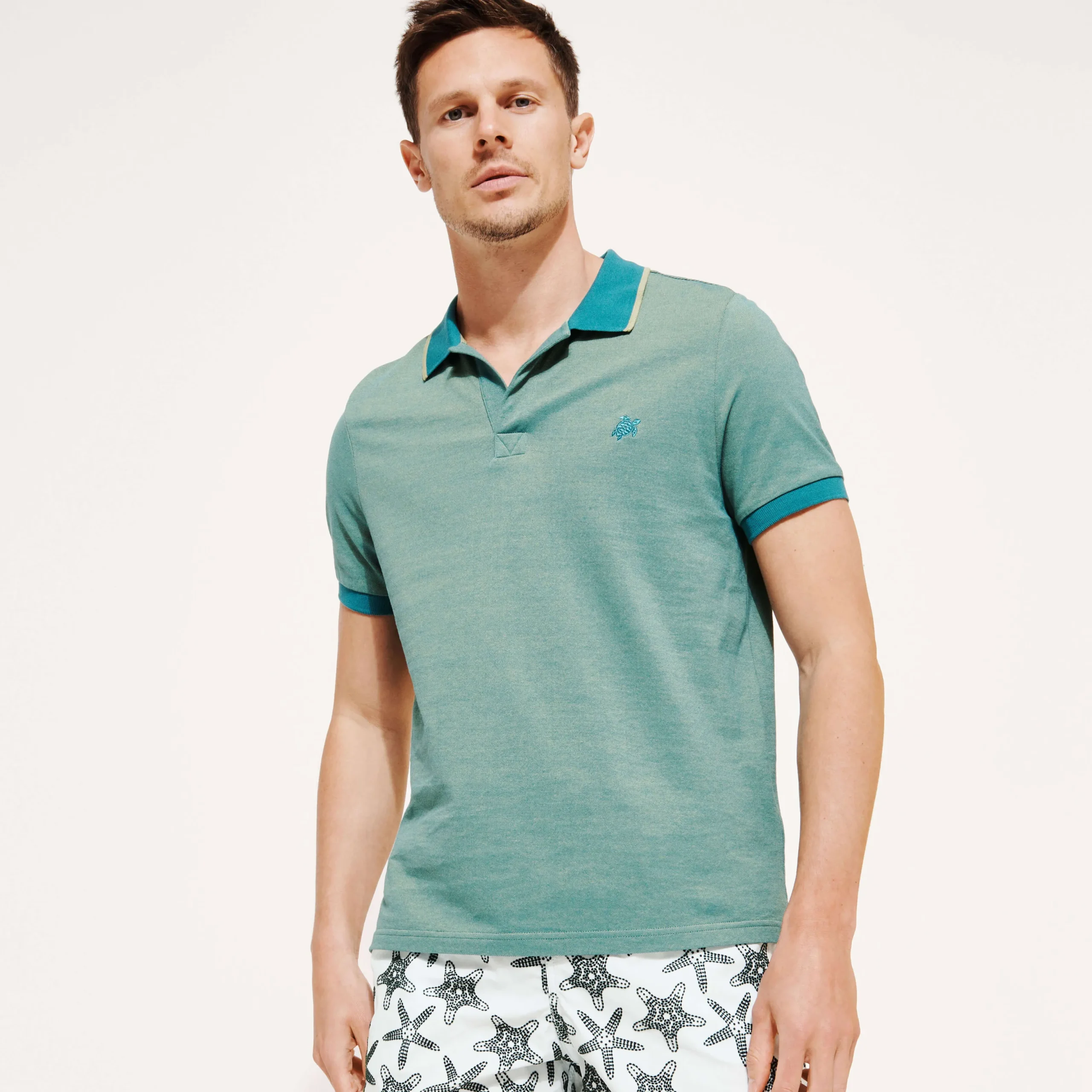 Shop Vilebrequin Men Changing Cotton Pique Polo Shirt Solid Linden/Green