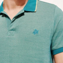 Shop Vilebrequin Men Changing Cotton Pique Polo Shirt Solid Linden/Green