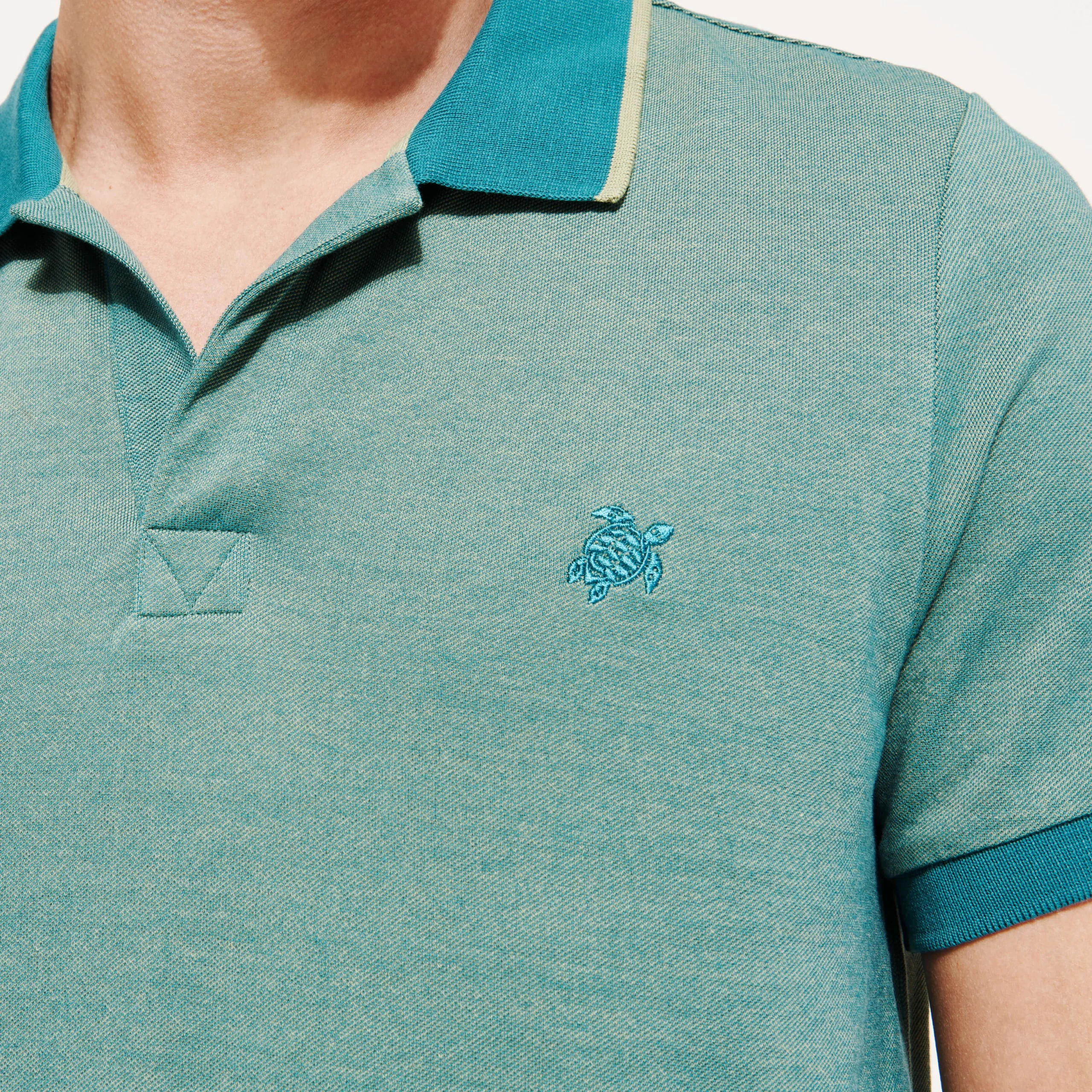 Shop Vilebrequin Men Changing Cotton Pique Polo Shirt Solid Linden/Green