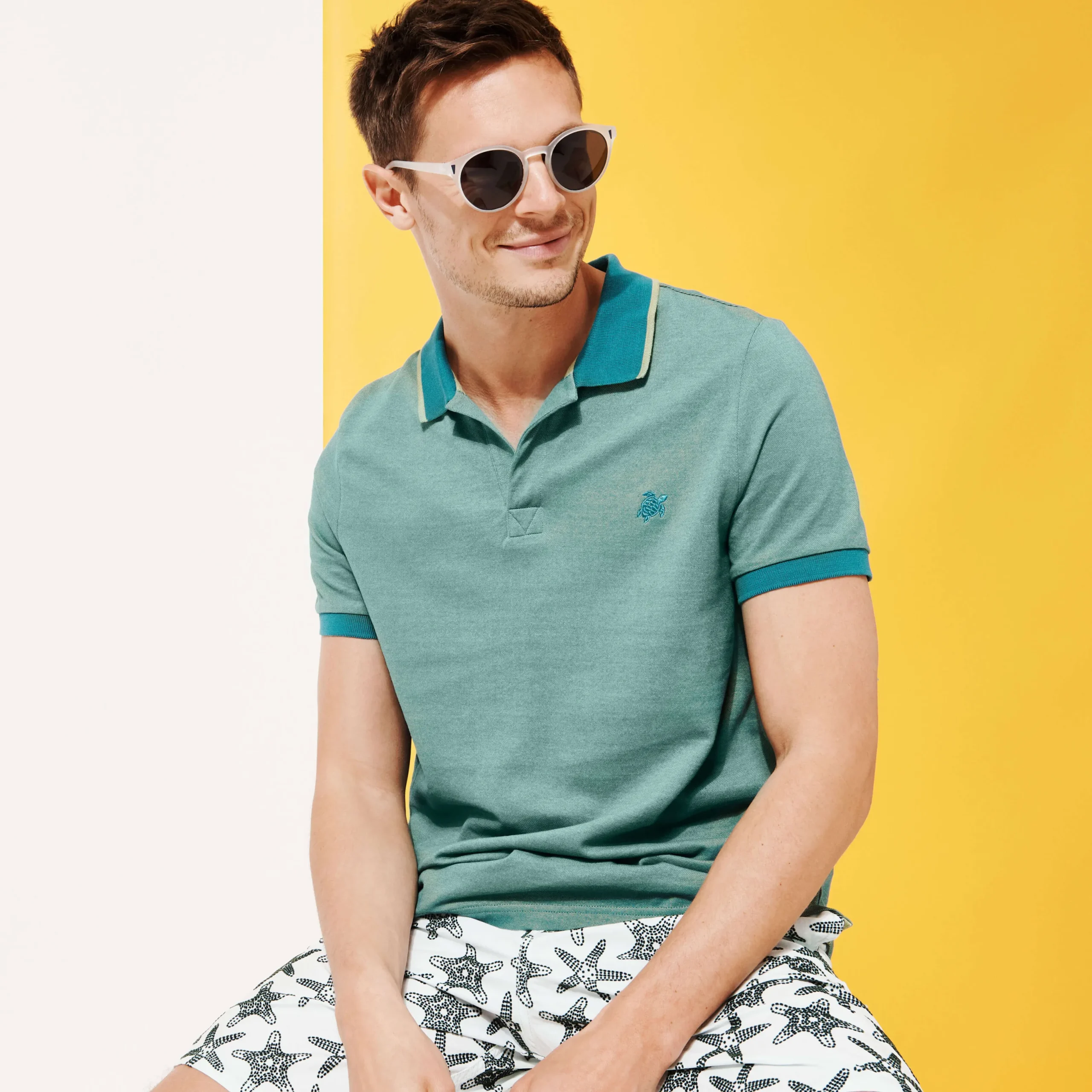 Shop Vilebrequin Men Changing Cotton Pique Polo Shirt Solid Linden/Green