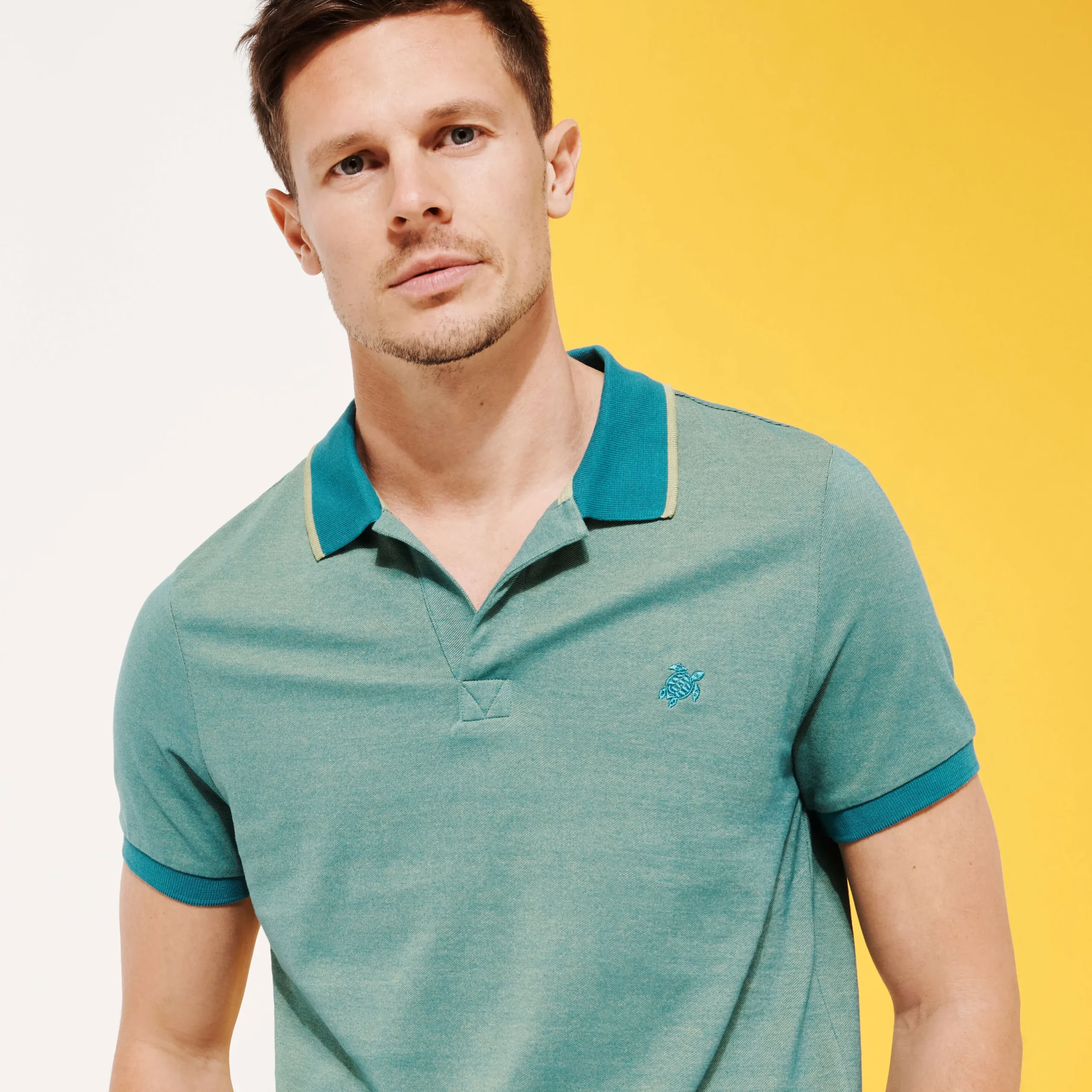 Shop Vilebrequin Men Changing Cotton Pique Polo Shirt Solid Linden/Green