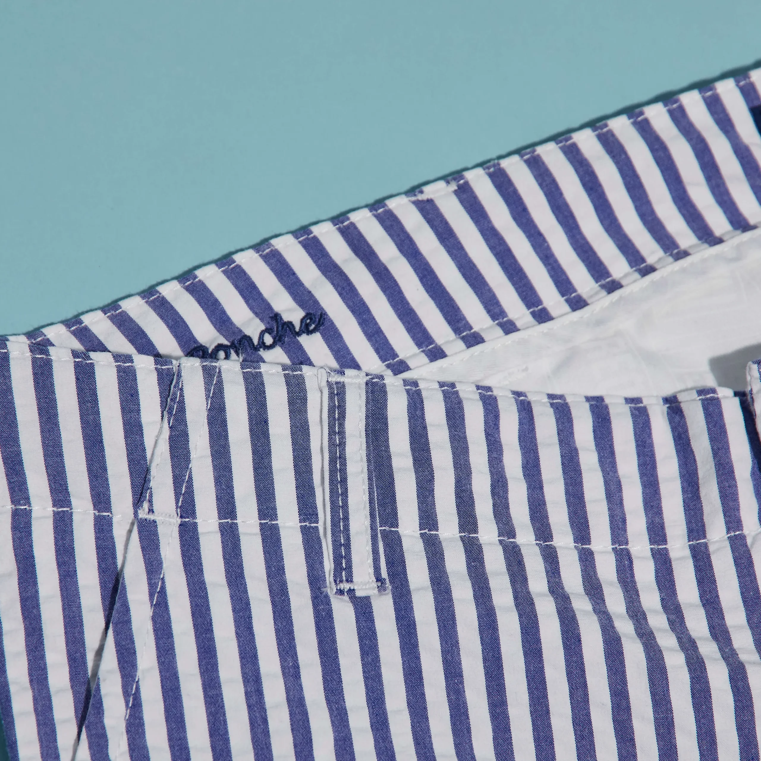 Store Vilebrequin Men Chino Bermuda Ultra-Light Seersucker Jeans Blue/Blue