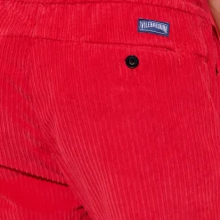 Discount Vilebrequin Men Corduroy Large Lines Jogging Pants Solid Red/Red
