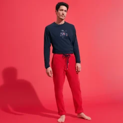 Discount Vilebrequin Men Corduroy Large Lines Jogging Pants Solid Red/Red