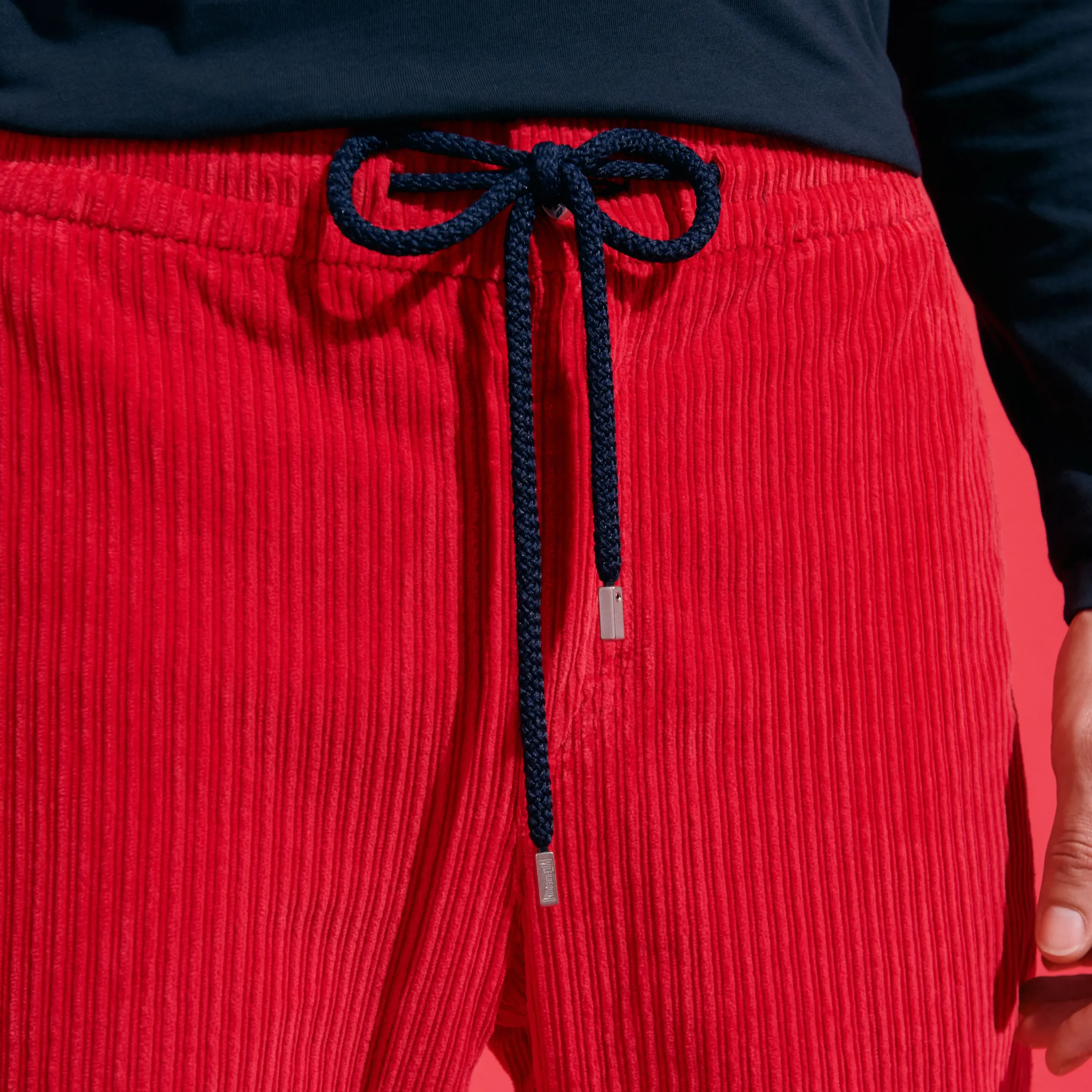 Discount Vilebrequin Men Corduroy Large Lines Jogging Pants Solid Red/Red