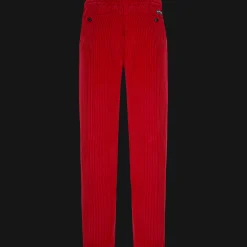 Discount Vilebrequin Men Corduroy Large Lines Jogging Pants Solid Red/Red