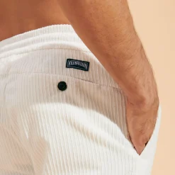 Cheap Vilebrequin Men Corduroy Large Lines Jogging Pants Solid Off White/White