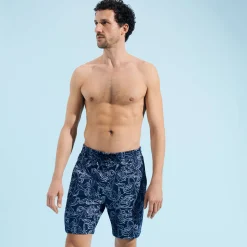 New Vilebrequin Men Cotton Bermuda Trunks Poulpes Bicolores Navy/Blue