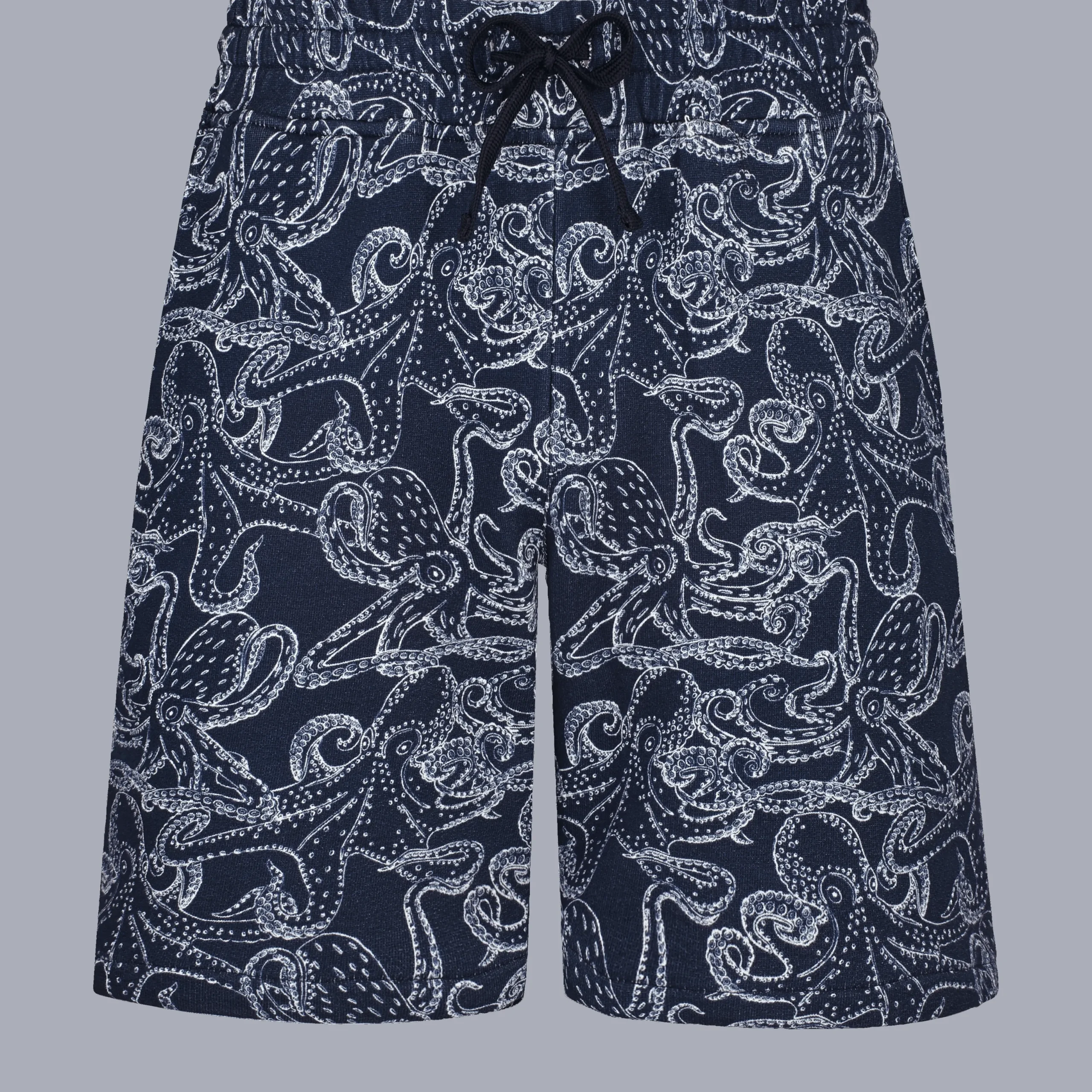 New Vilebrequin Men Cotton Bermuda Trunks Poulpes Bicolores Navy/Blue