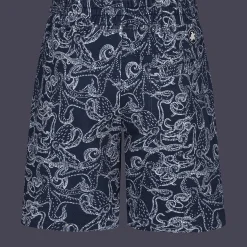 New Vilebrequin Men Cotton Bermuda Trunks Poulpes Bicolores Navy/Blue
