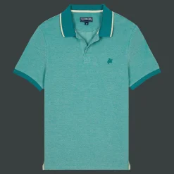 Best Vilebrequin Men Cotton Changing Color Pique Polo Shirt Emerald/Green