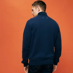Store Vilebrequin Men Cotton Front Zip Sweatshirt Neo Medusa Brode Navy/Blue