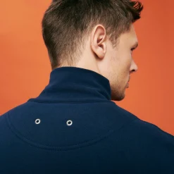 Store Vilebrequin Men Cotton Front Zip Sweatshirt Neo Medusa Brode Navy/Blue