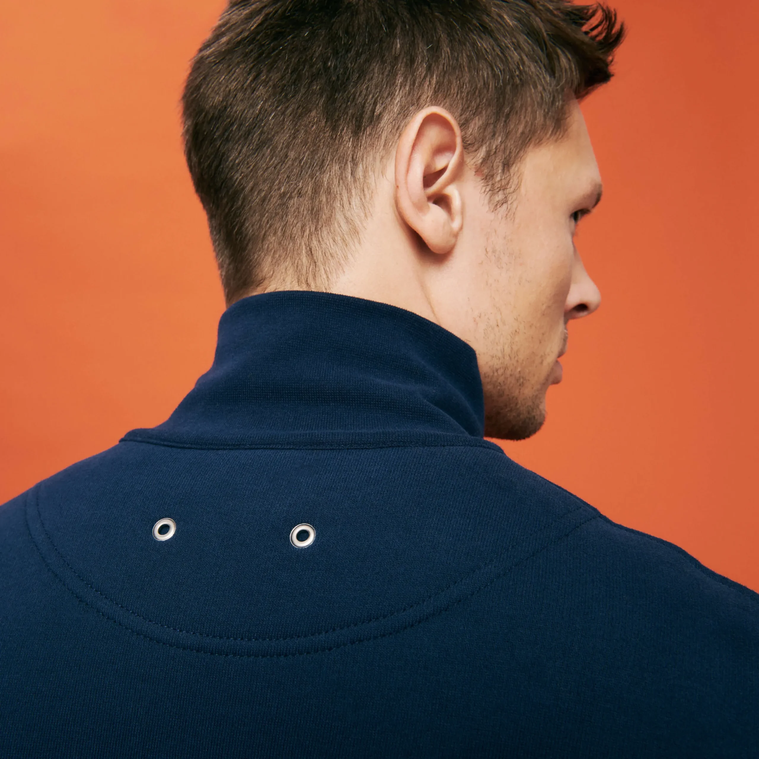 Store Vilebrequin Men Cotton Front Zip Sweatshirt Neo Medusa Brode Navy/Blue