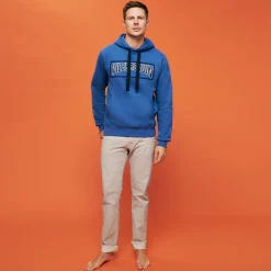 Clearance Vilebrequin Men Cotton Hoodie Sweatshirt Solid Sea Blue/Blue
