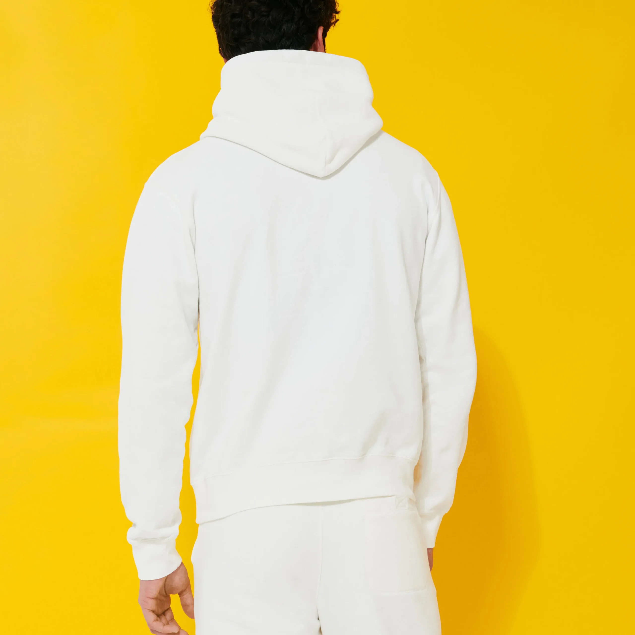 Online Vilebrequin Men Cotton Hoodie Sweatshirt Solid Off White/White