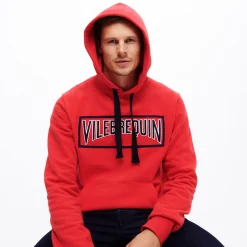 Clearance Vilebrequin Men Cotton Hoodie Sweatshirt Solid Burgundy/Red