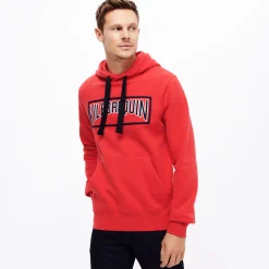 Clearance Vilebrequin Men Cotton Hoodie Sweatshirt Solid Burgundy/Red